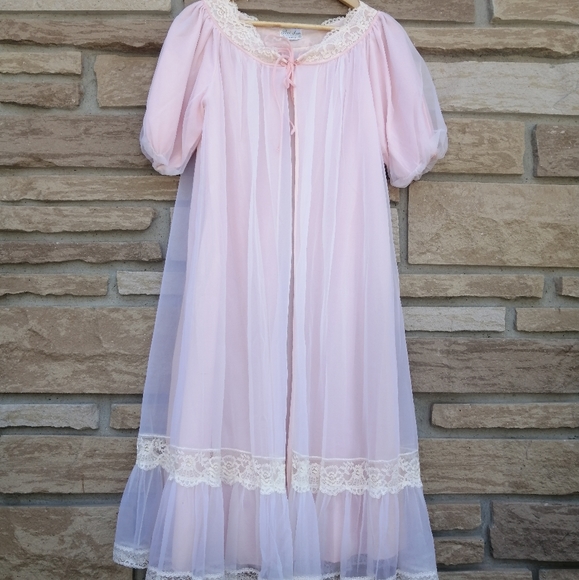 Vintage 60's Peignoir, Pink Boudoir Robe by Faris - Picture 1 of 8